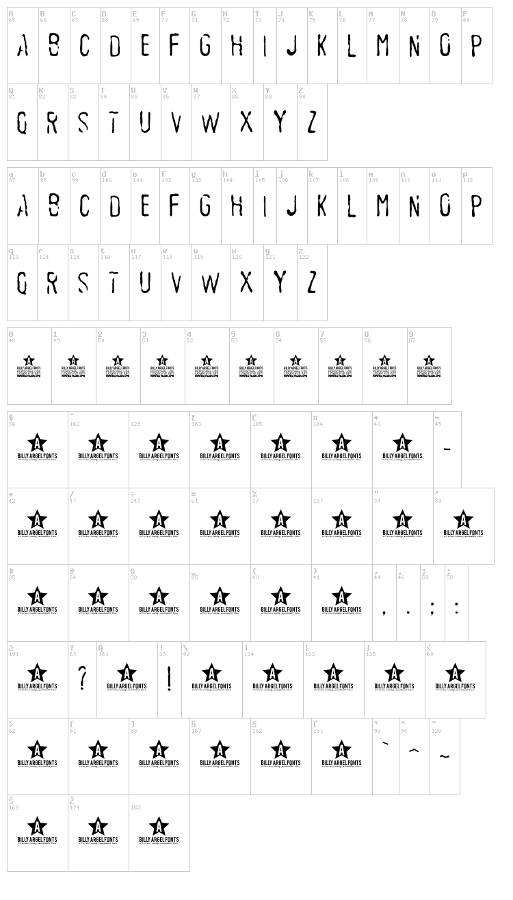 Sedex font map